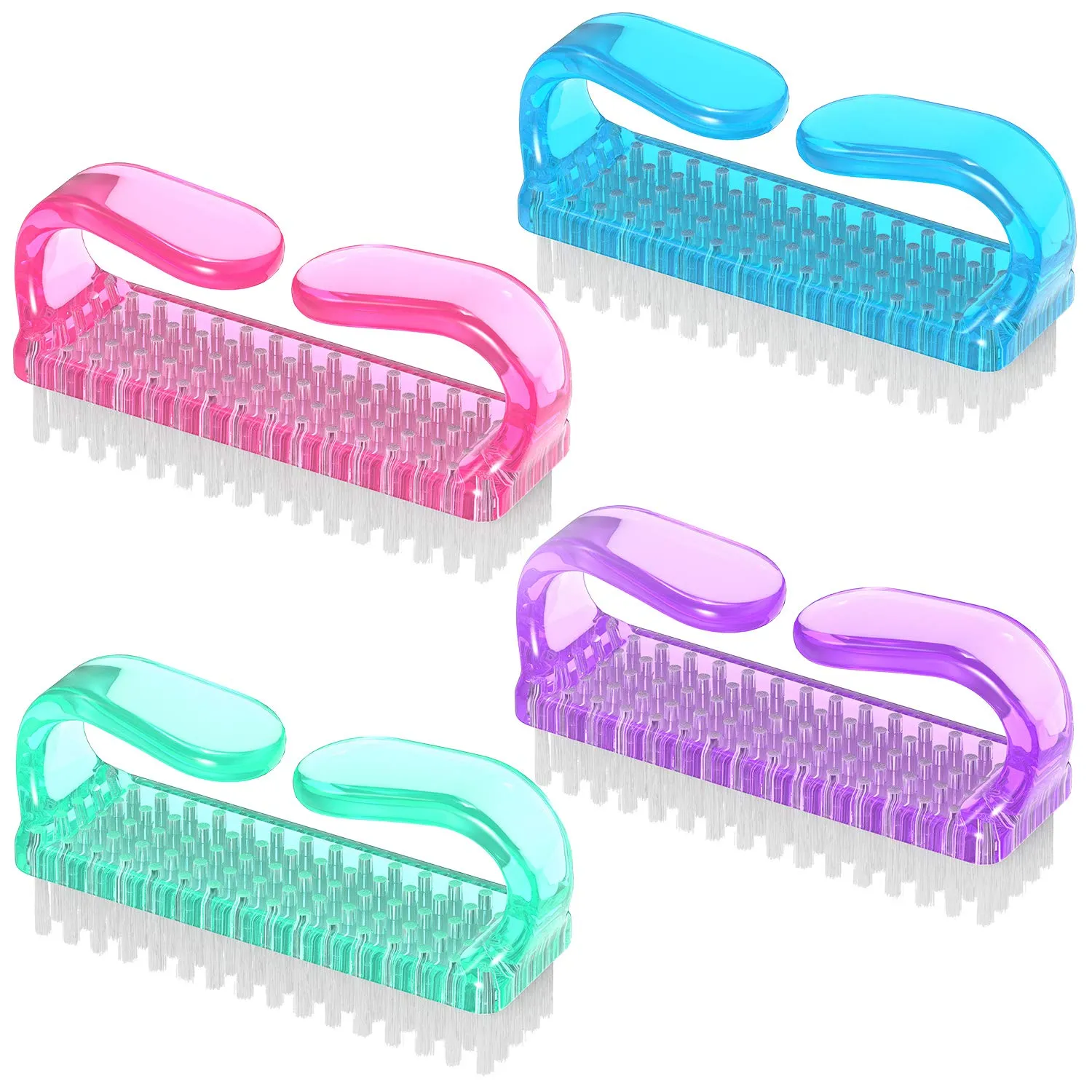 Poignée Grip Brosse à Ongles Larbois Brosses à Ongles Main Brosse à Ongles Nettoyant Kit de Récurage Pédicure pour Orteils et Ongles Hommes Femmes 4 Pack