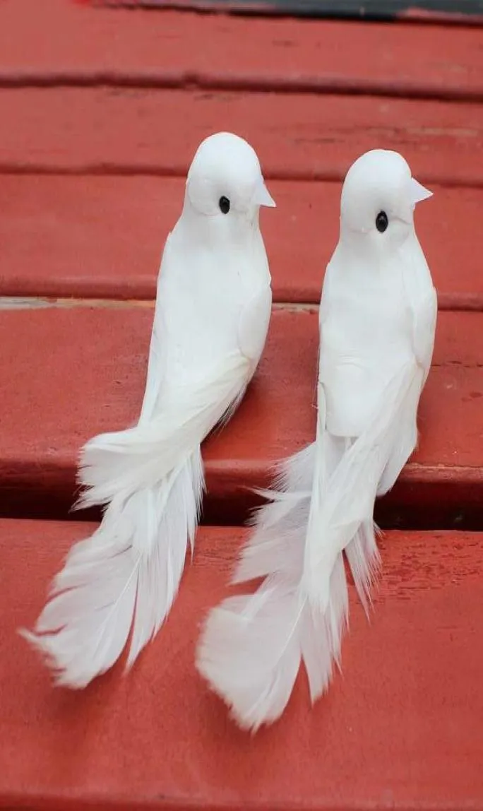 10 pièces 1255Cm colombes décoratives plume de mousse artificielle Mini oiseaux blancs avec aimant artisanat oiseaux décor à la maison décorations de mariage 2494311