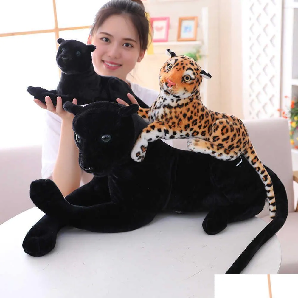 Stuffed Plush Animals Nt Size Lifelike Forest King Panthera Simation Wild Animal Cheetah Black Panther Leopard Soft Toys Q0727 Dro Ot6Xu