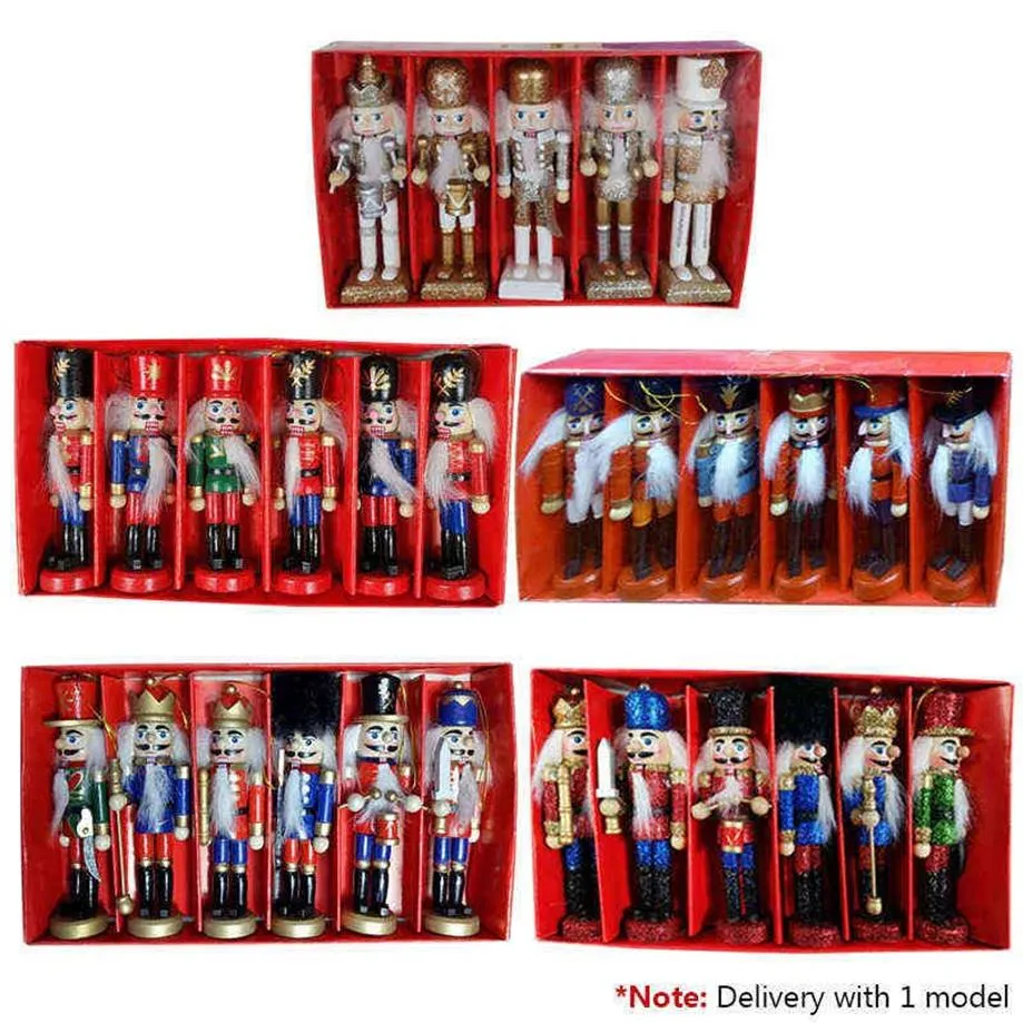 Wesołych Świąt Nowy Rok Dekoracja Dzieci Nutcracker Soldier Doll 1PCS Drewniany wisiorek Navidad Dekoracje świąteczne dla domu H1112236A