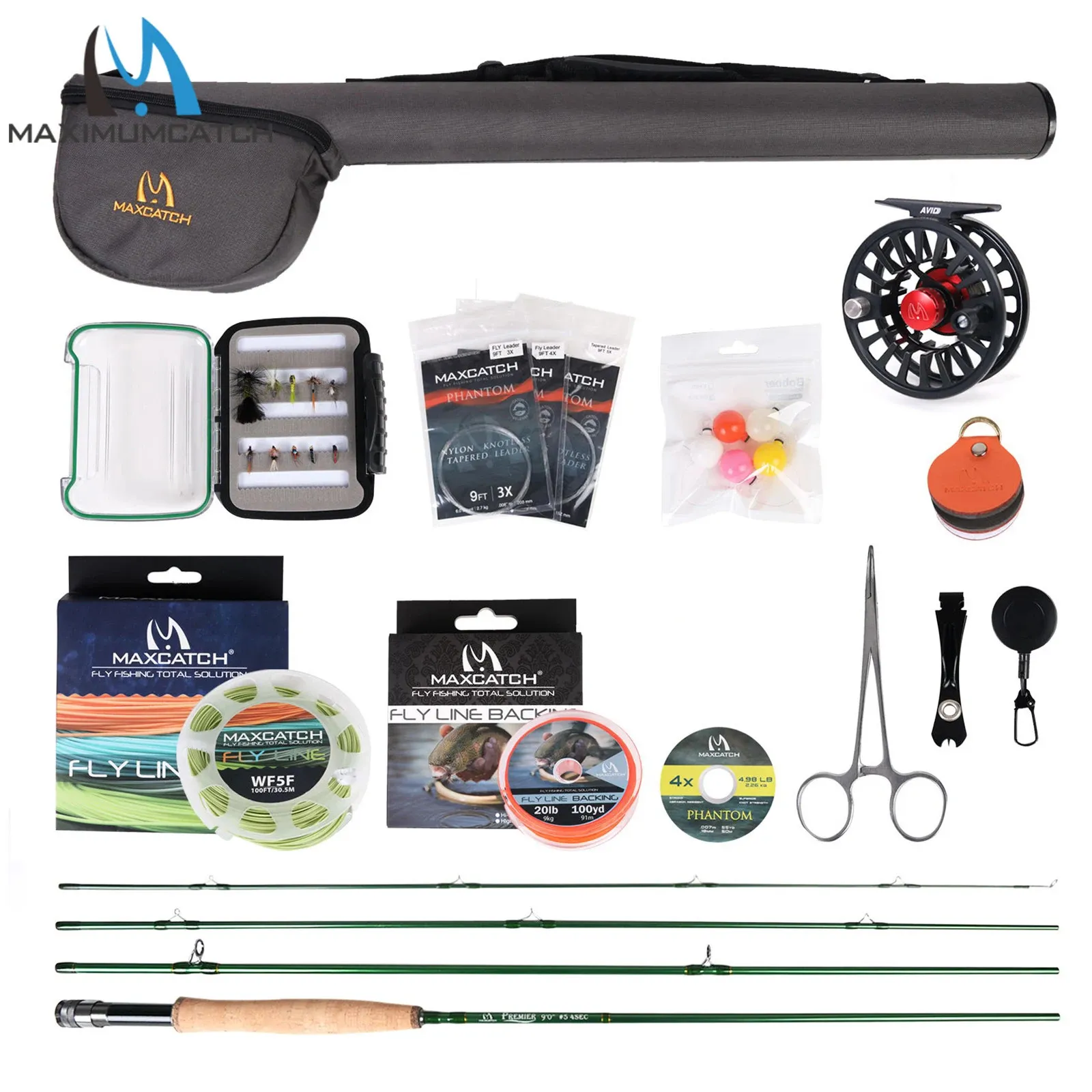 ملحقات الصيد Maxcatch Premier Fly Rod Combo و Reel Kit Outfit 231211
