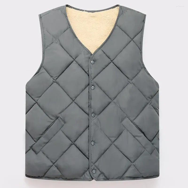 Gilets pour hommes Hommes d'âge moyen Gilet d'hiver Veste avec doublure en polaire Poches à la mode sans manches pour la chaleur