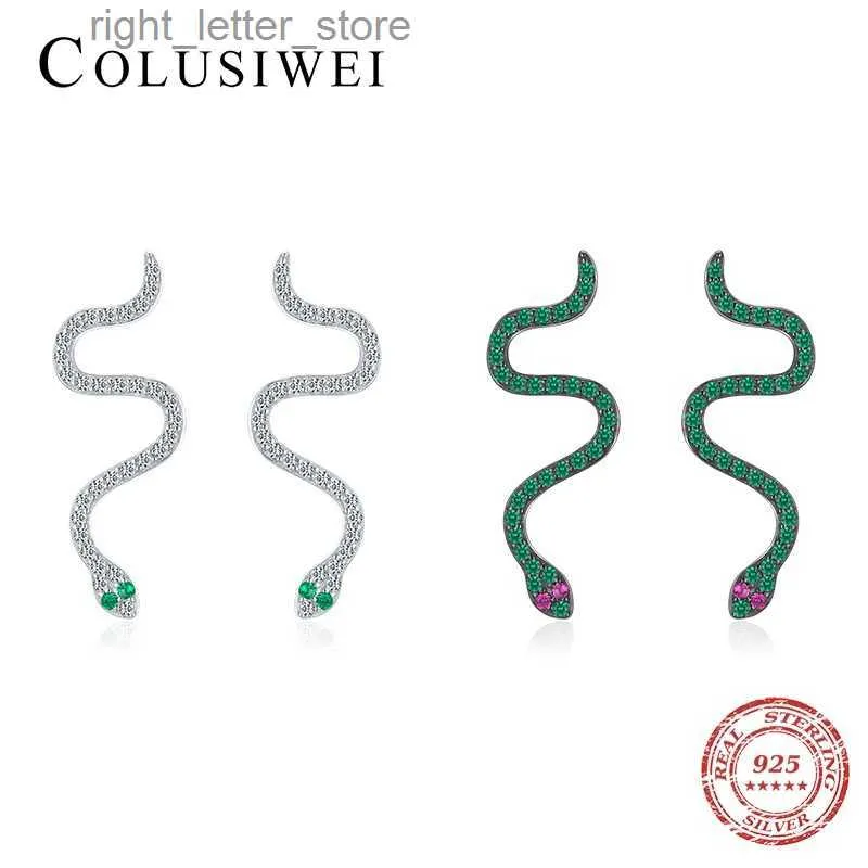 Stud COLUSIWEI Simpatico serpente autentico solido argento sterling 925 moda animale lungo orecchino a bottone per le donne accessori di gioielleria raffinata YQ231211