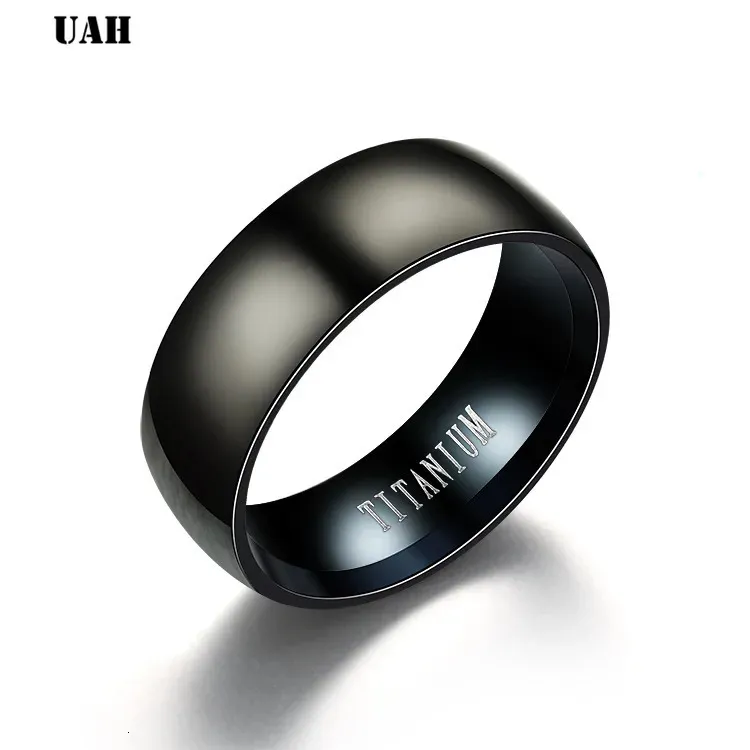 Anillos de boda UAH Anillo de dedo de acero negro para hombres Anillos Mujeres Accesorios brillantes Anillo Joyería Pareja Anillos de moda 231208