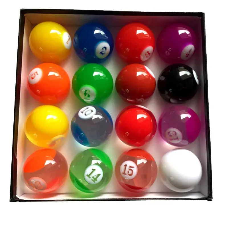 Billiard Balls xmlivet Complete Set Transparent Colorful Billiards balls 5725mm International Standard Pool game Resin for billiards 231208