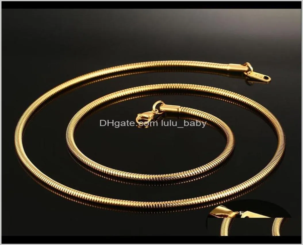 Collane con ciondolo Pendenti Gioiellim Collana da uomo a catena rotonda da donna in oro inossidabile Gioielli unisex solidi Regalo di anniversario9214016