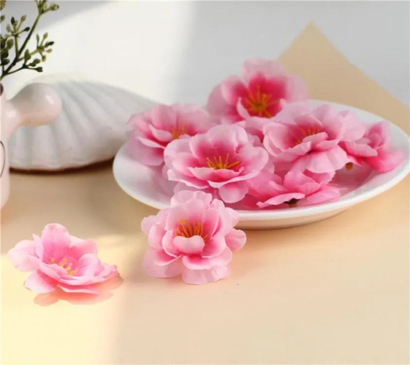 200 st 45 cm Artificial Fabric Plum Blossom Peach Blossom Sakura Flower Heads DIY Accessories6086868