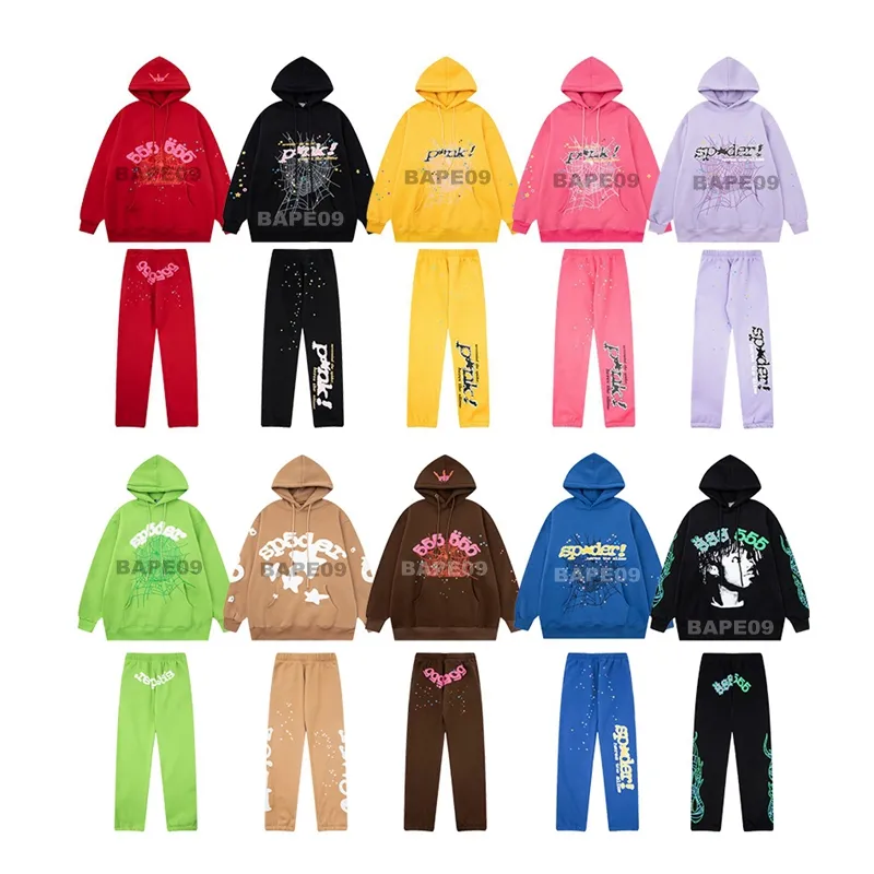 Sp5der Hoodie Young Thug 555555 Capuz Mass Selto de moletons pulloves femininos Trechos de hip hop ladys jumper calças conjunto