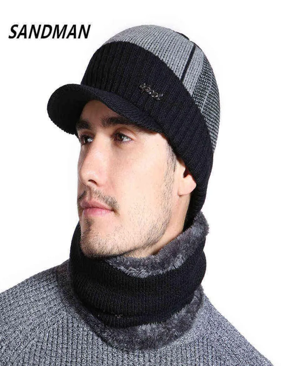 Sombreros de invierno de ala de piel de algodón de alta calidad Skullies Gorros para hombres Mujeres Bufanda de lana Gorras Gorras al aire libre Gorro de punto Y211114455915