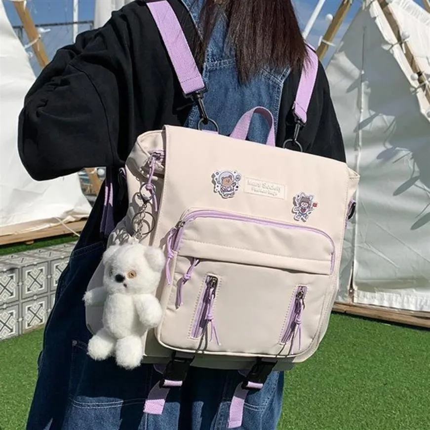 Rucksack Joypessie wasserdichte Rucksäcke Frauen modische schwarze süße Kawaii Studenten Tasche süße Preppy Nylon Reise Mochila301J