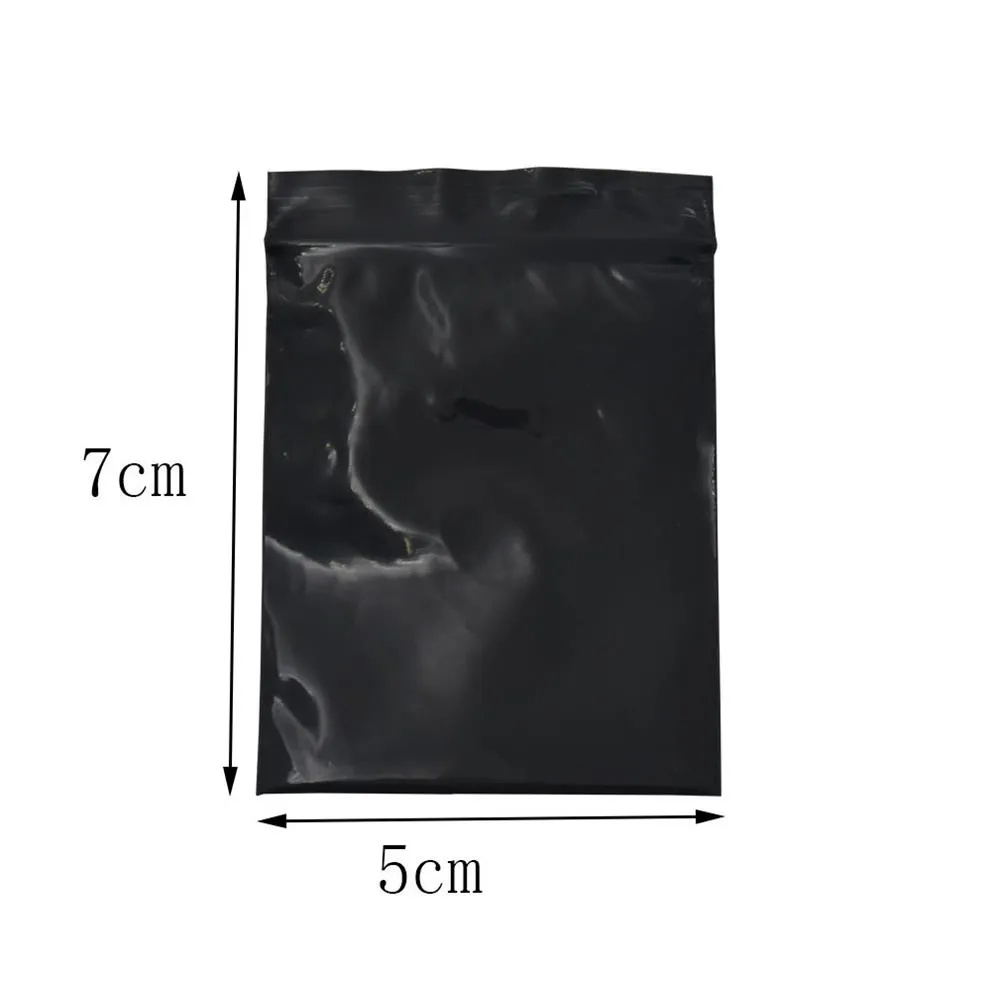 5 7cm Mini Preto Zip Lock Resealable Zipper Bag 500 pçs / lote Auto Seal Plastic Package Bag Retail Zipper Mercearia Embalagem de Presente Storag223m