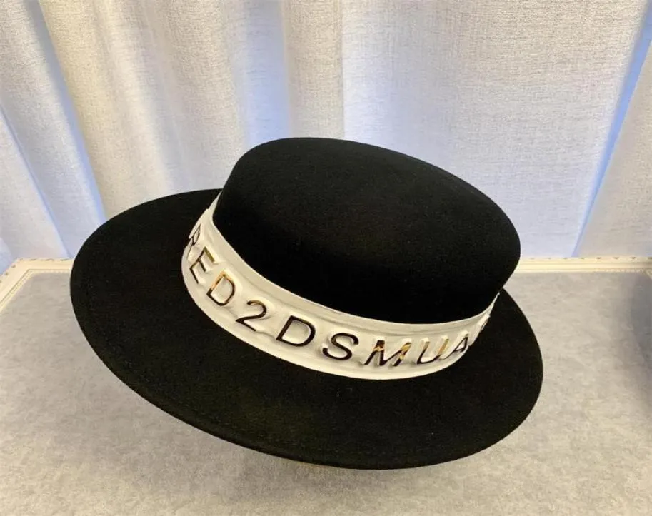 Cappello Fedora in feltro a tesa larga da donna039 Cappello Panama in feltro di lana 100 con fettuccia in lettere dorate8845194