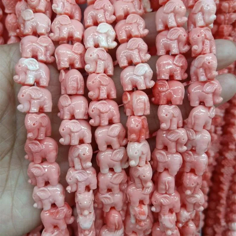 100 pezzi piccolo elefante perline di corallo rosa 14 mm distanziatore allentato braccialetto fai da te chram creazione di gioielli regali240n