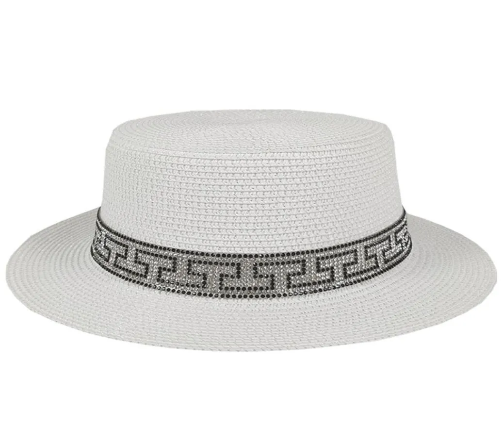 Sombreros de cubo para mujer INS moda perla diamante sombrero de paja al aire libre plegable playa gorras para el sol para mujeres niñas ala ancha Cap4318376