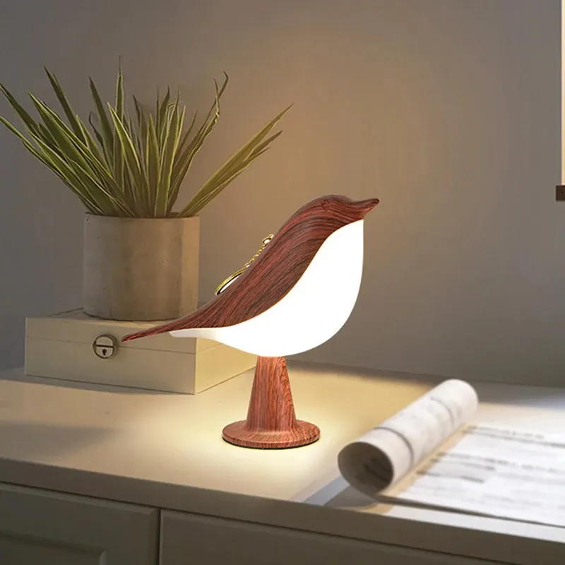 Figurines décorativesLampe pie créative chevet oiseau aromathérapie veilleuse interrupteur tactile tricolore charge intelligente 231207