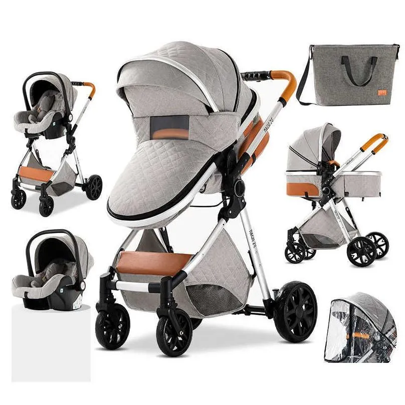 luxury born baby stroller 3 in 1 high landscape stroller reclining baby carriage foldable stroller baby bassinet puchair l230625