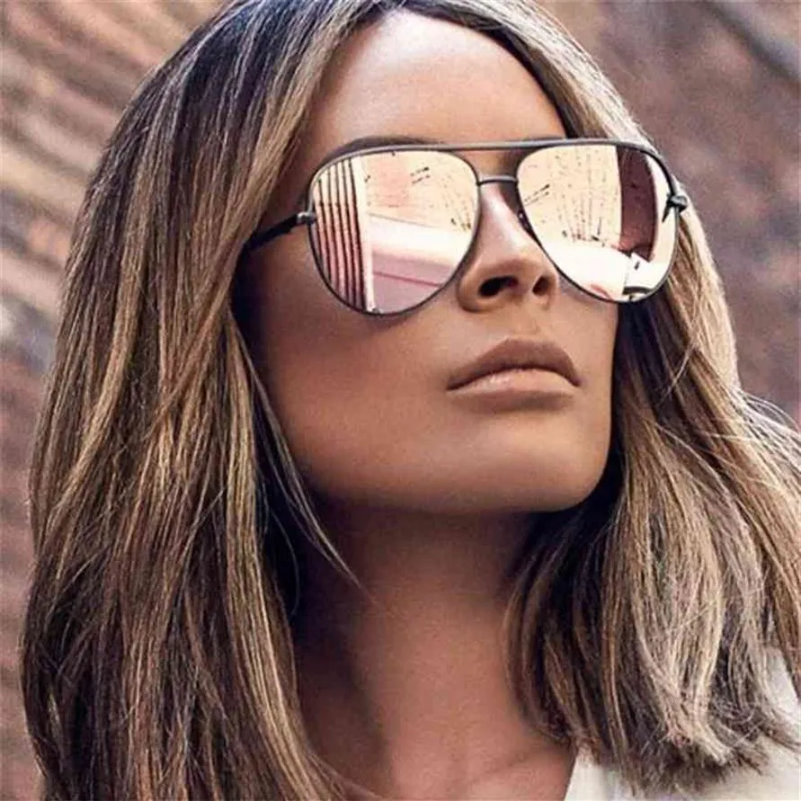 Gun Pink Sunglasses Silver Mirror Metal Sun Glasses Brand Designer Pilot Sunglasses Women Men Shades Top Fashion Eyewear Lunette179r