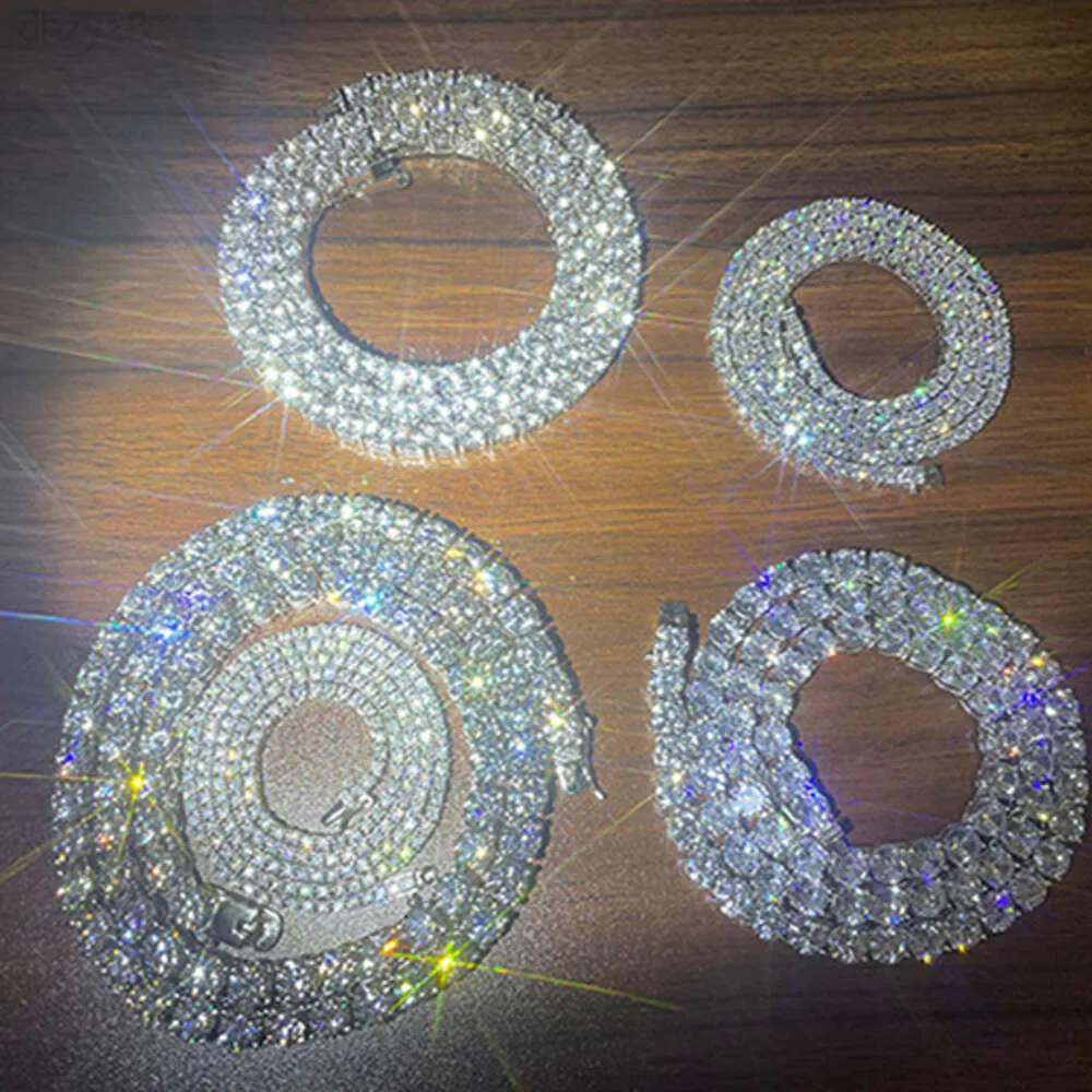 Chaîne de Tennis en stock offre spéciale chaîne Hip Hop S925 collier en argent 3mm 4mm 5mm d couleur Moissanite diamant chaîne de Tennis Bracelet