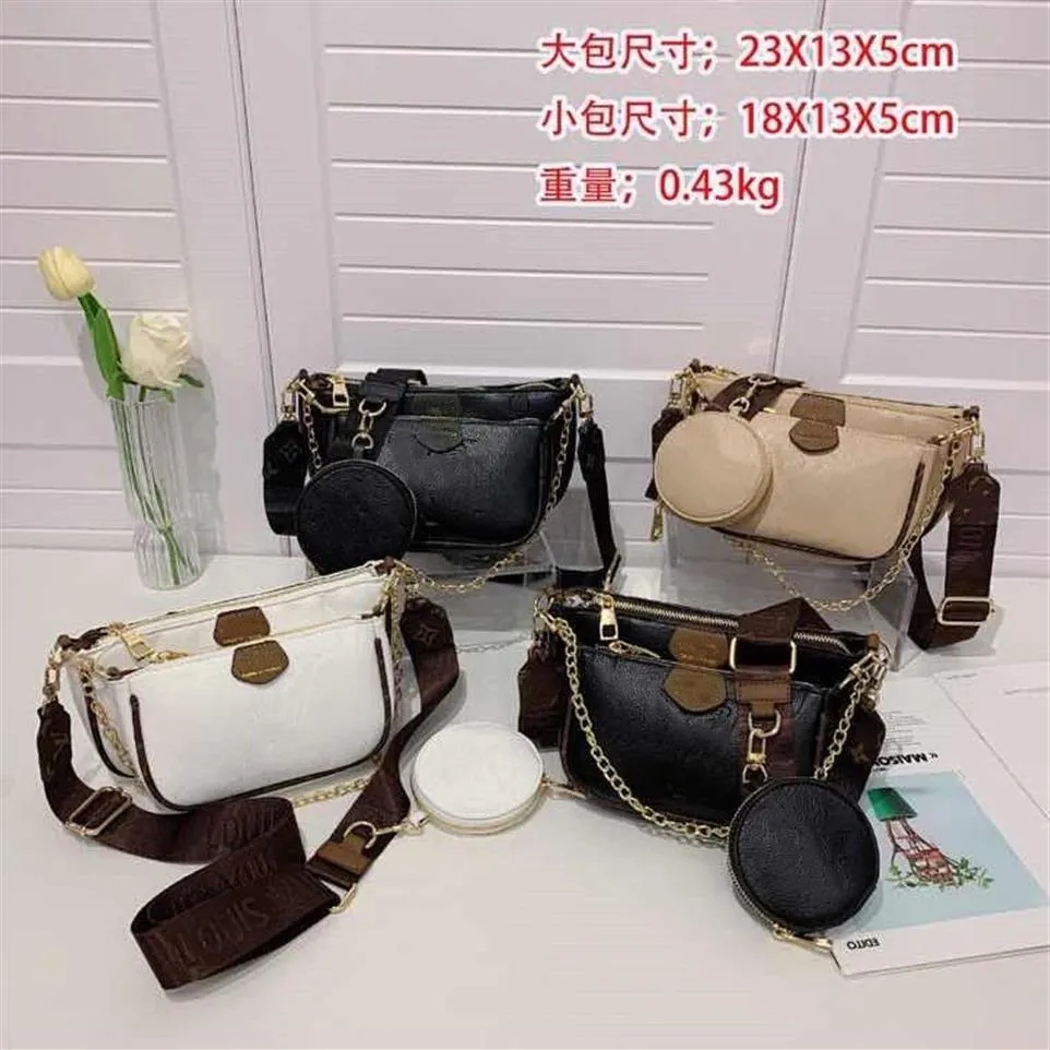 Merk 3 % Set Pochette Accessoires Handtas Tas Leer Flower Fashion Damesschouder Crossbody Bag Dames Purse Bags187J