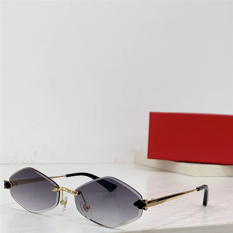 Nouveau design de mode lunettes de soleil en forme de losange 0433S monture en métal lentille coupée sans monture style simple et populaire lunettes de protection UV400 extérieures polyvalentes