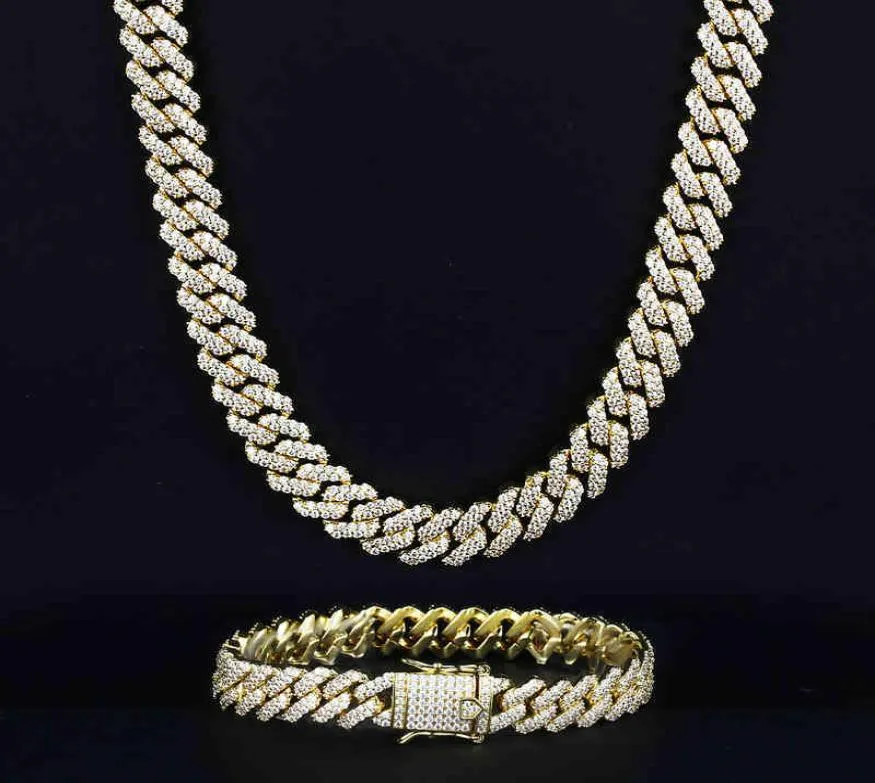 Miss Jewelry Luxo Moda Banhado A Ouro Diamante Iced Out Miami Cuban Link Chain Para Homens Mulheres 3515797