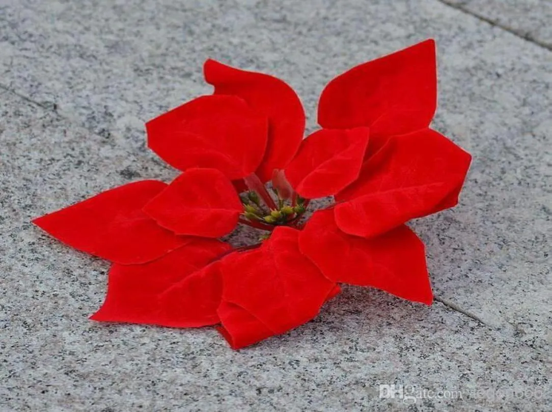 Красный 100p Dia20cm787quot Искусственная имитация шелка Пуансеттия Рождественский цветок Декоративные цветы4490856