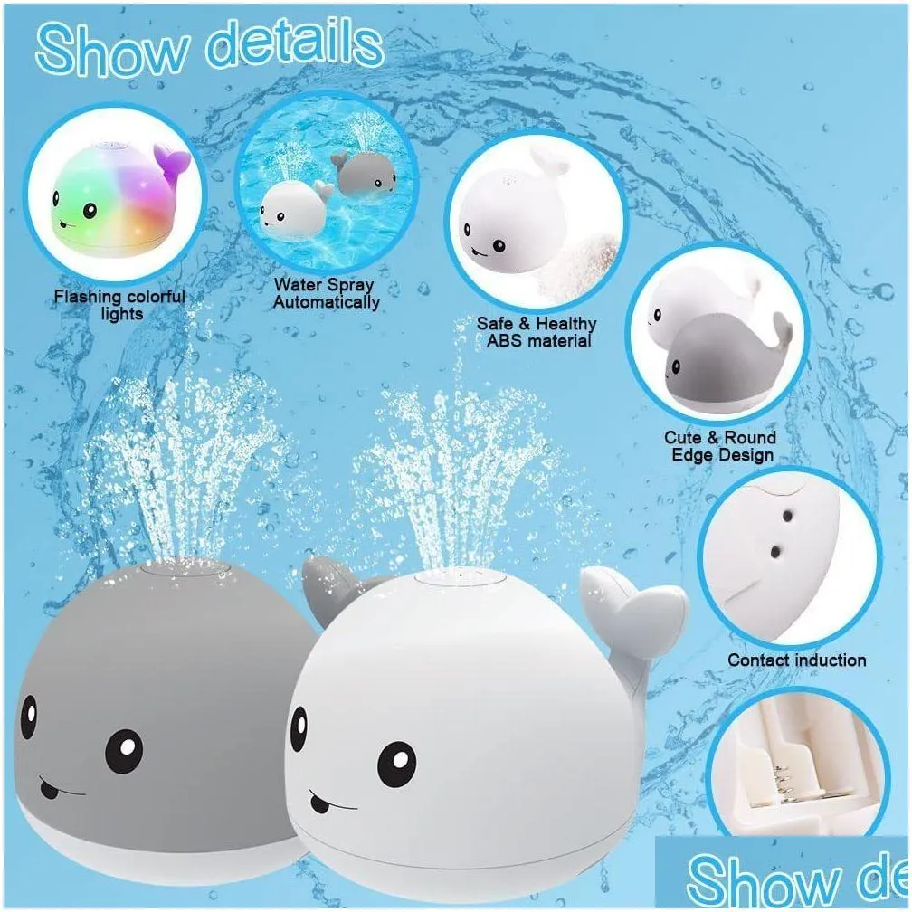 Baby Toy Electric induction water spray ball baby shower light music water spray whale summer 230919