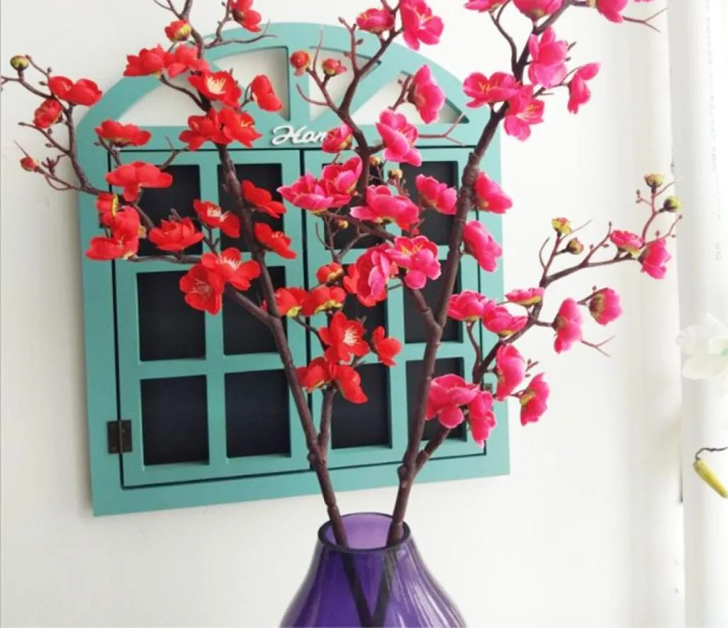 Fleurs artificielles haut de gamme stéréoscopique longue branche prune soie vive fausses fleurs pour la décoration de mariage à la maison fleur de pêche 2825073