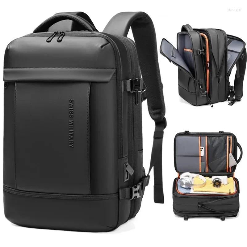 Sacos escolares Mens Business Backpack Grande Capacidade Expansível USB Bag Computador À Prova D 'Água para Viagens Urbanas Mochila