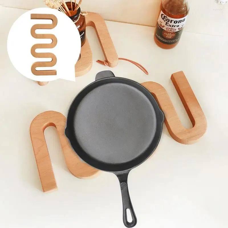 Table Mats Wooden Trivet Mat Kitchen Wood Pads Heatproof Thicken Pad Pot Anti Slip Place Cute Decorative Protection For