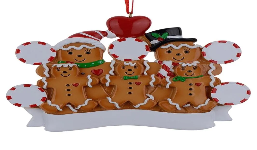 Maxora Gingerbread Family z 5 żywicy Ręcznie malowanie ozdób świątecznych z czerwonym jabłkiem jako spersonalizowane prezenty na imprezę wakacyjną Home7498269