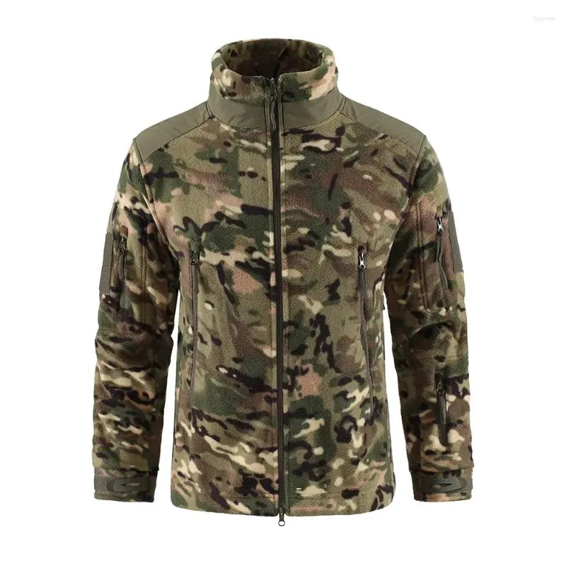 Vestes pour hommes 2024 Marque Multipoche Camouflage Tactique Sport Randonnée Veste Automne Hiver Col Montant Manteau Polaire Chaud Vêtements D'extérieur