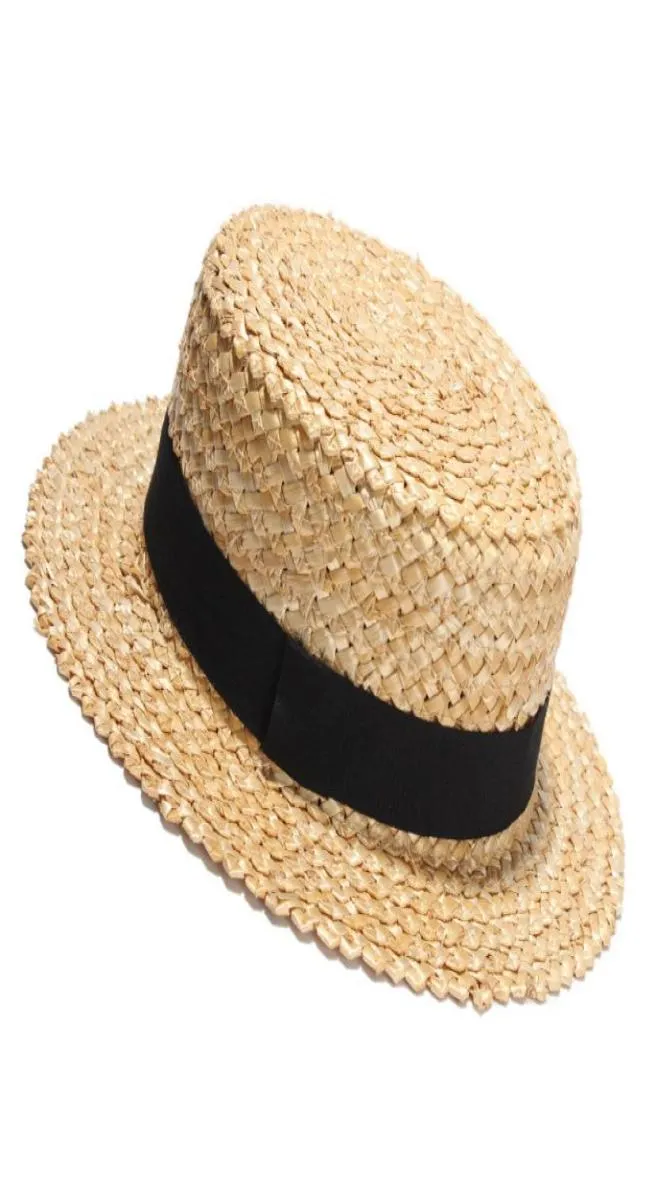 2017年の新しい夏の天然ストロー太陽帽子男性ファッションビーチハットレディースホリデーY190705033557864のフラットサンハット