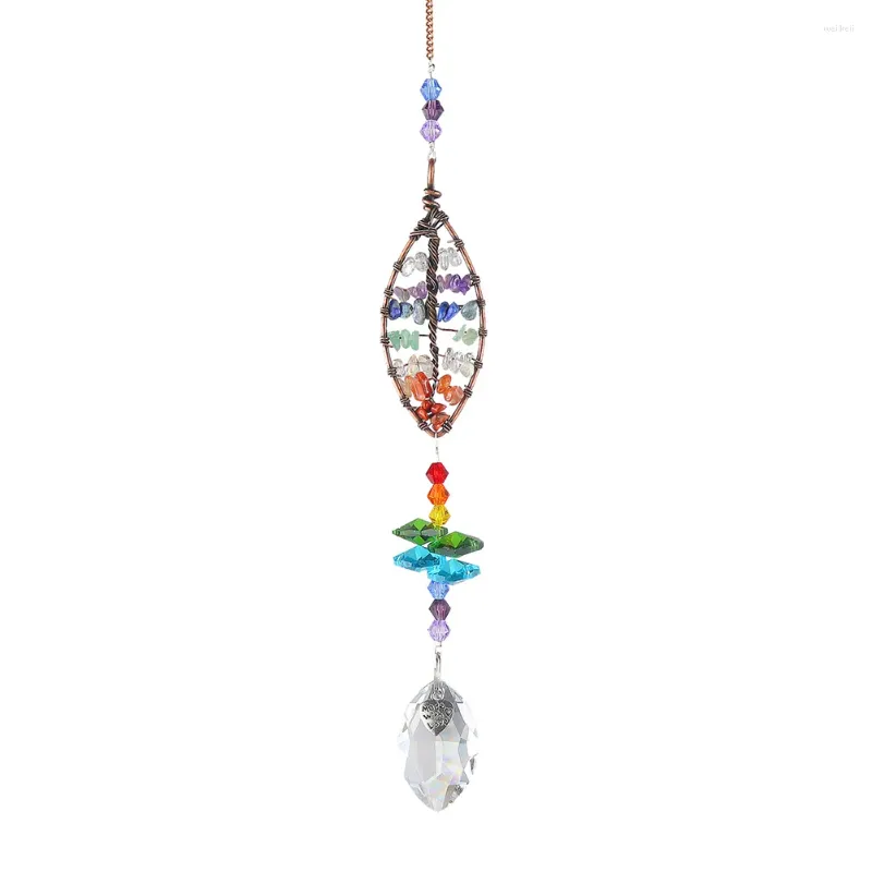 Garden Decorations Crystal Prism Suncatcher Handgjorda Wind Chime Wire Wrapped Window Decoration Heart Form Car Hanging Accessories