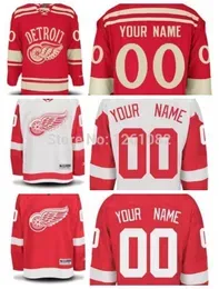 Men Custom Detroit Red Winched Red White 2014 Winter Classic Stadium Series Personalized Male Ice Hockey Jerseys 4XL 5XL