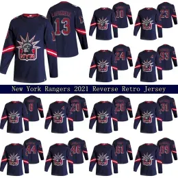 Alexis Lafreniere N  Rangers 2021 Reverse Retro Jersey 10 Artemi Panarin 24 Kaapo Kakko 23 Adam Fox 99 Gretzky Hockey Jerseys