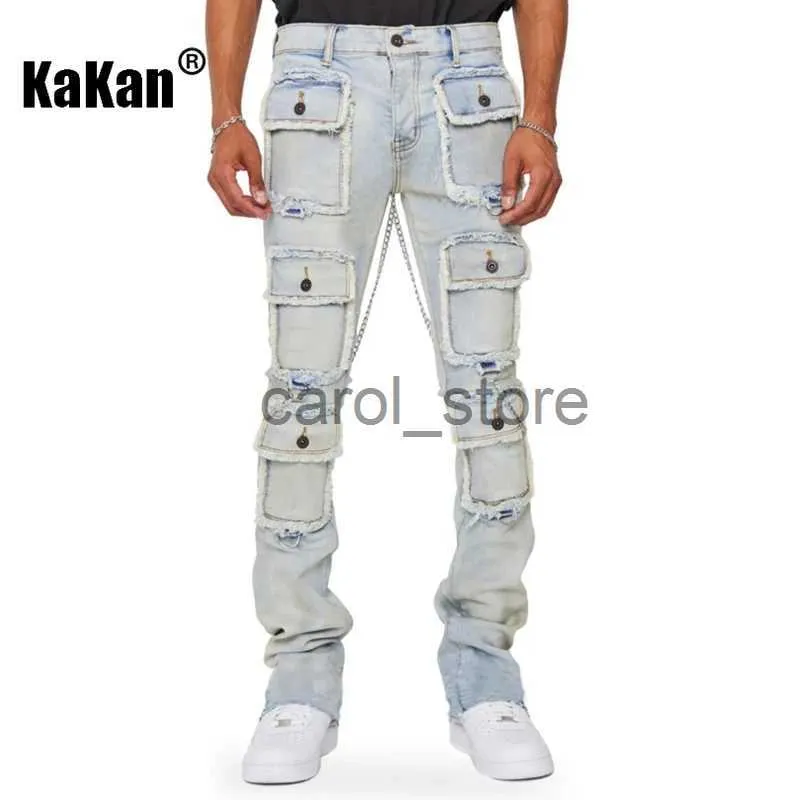 Erkek pantolon Kakan - Avrupa ve Amerikan Yeni Elastik İş Kot pantolon erkekler siyah açık mavi düz bacak kot k16 -ck3010 J231208