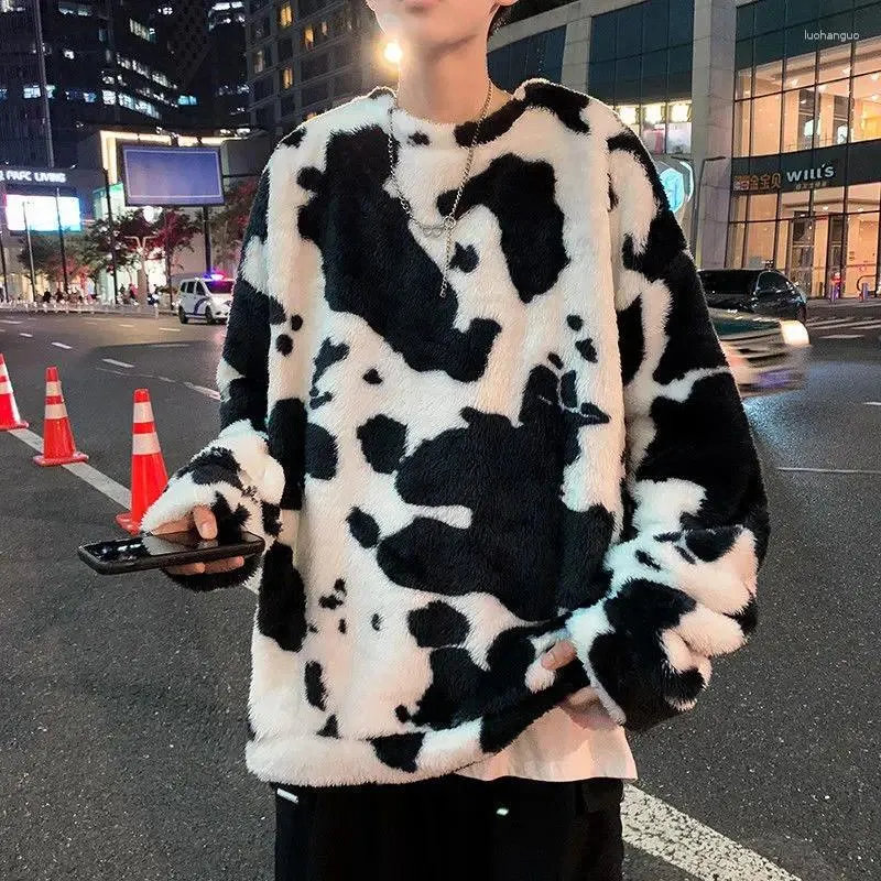 Men's Sweaters Y2k Hong Kong Style Cashmere Sweater Boys Loose Korean Version Of Thick T-shirt Inside And Outside To Wear A Couple Pajamas