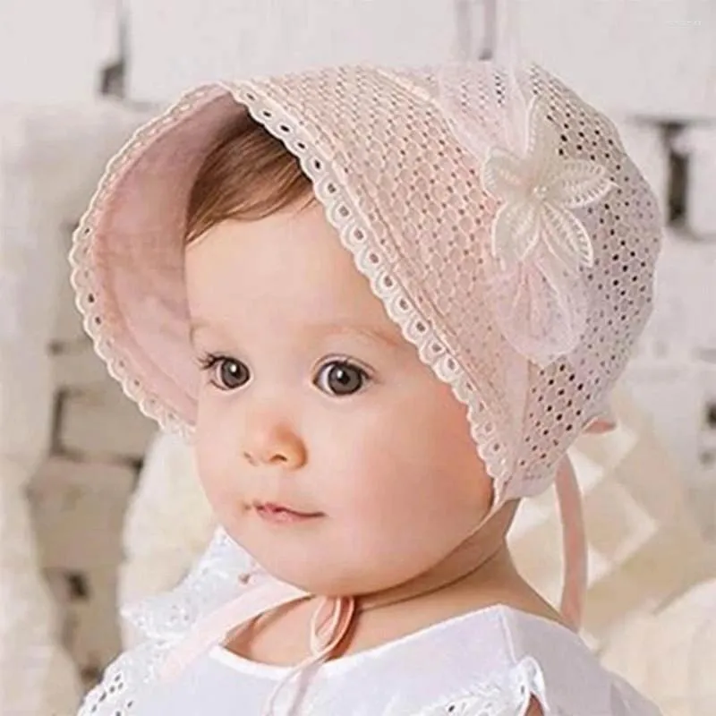 Hats S Lace Flower Hollow Kid's Cap 3-18 Month Summer Princess Infant Baby Girl Hat With Bow Kids Beach Bucket