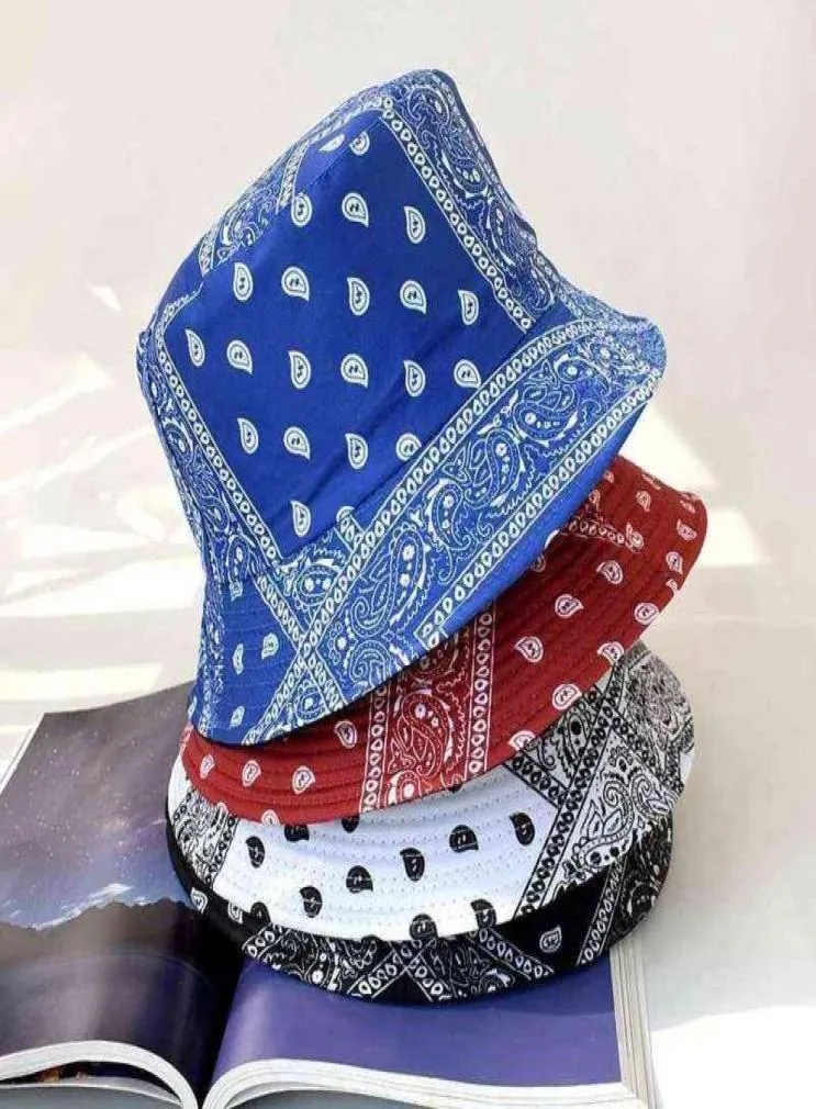 Vintage Print Bandana Paisley Bucket Hat For Women Men Cashew Panama Reversible Basin Bob Sun Fishing Fisherman Hat Hip Hop Caps Y9088356