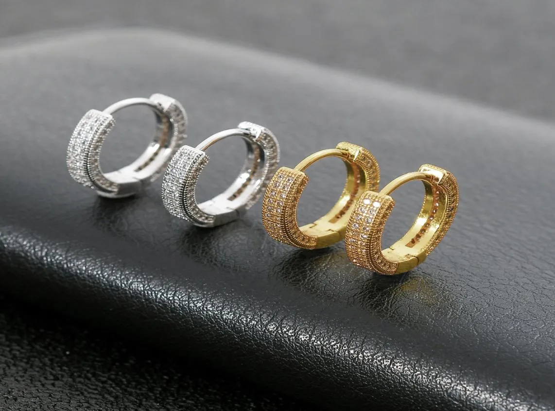 Hoop Round Cycle Earring Silver Gold Plated Men Women Hip Hop Stud Earrings Jewelry9076558