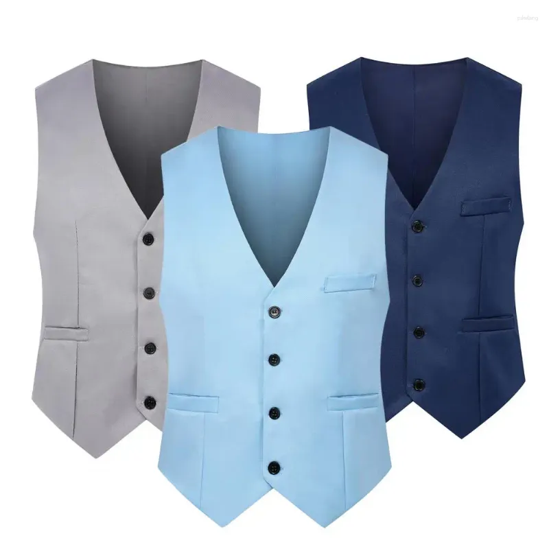 Gilets pour hommes à la mode hommes costume couleur unie grande couture simple gilet de printemps sans manches