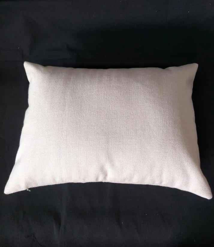 12x18in 100 Poly Ivory Faux Linen Lumber Pillow Cover för sublimeringstryck Tjock säckväv Värmeöverföring Print3228575