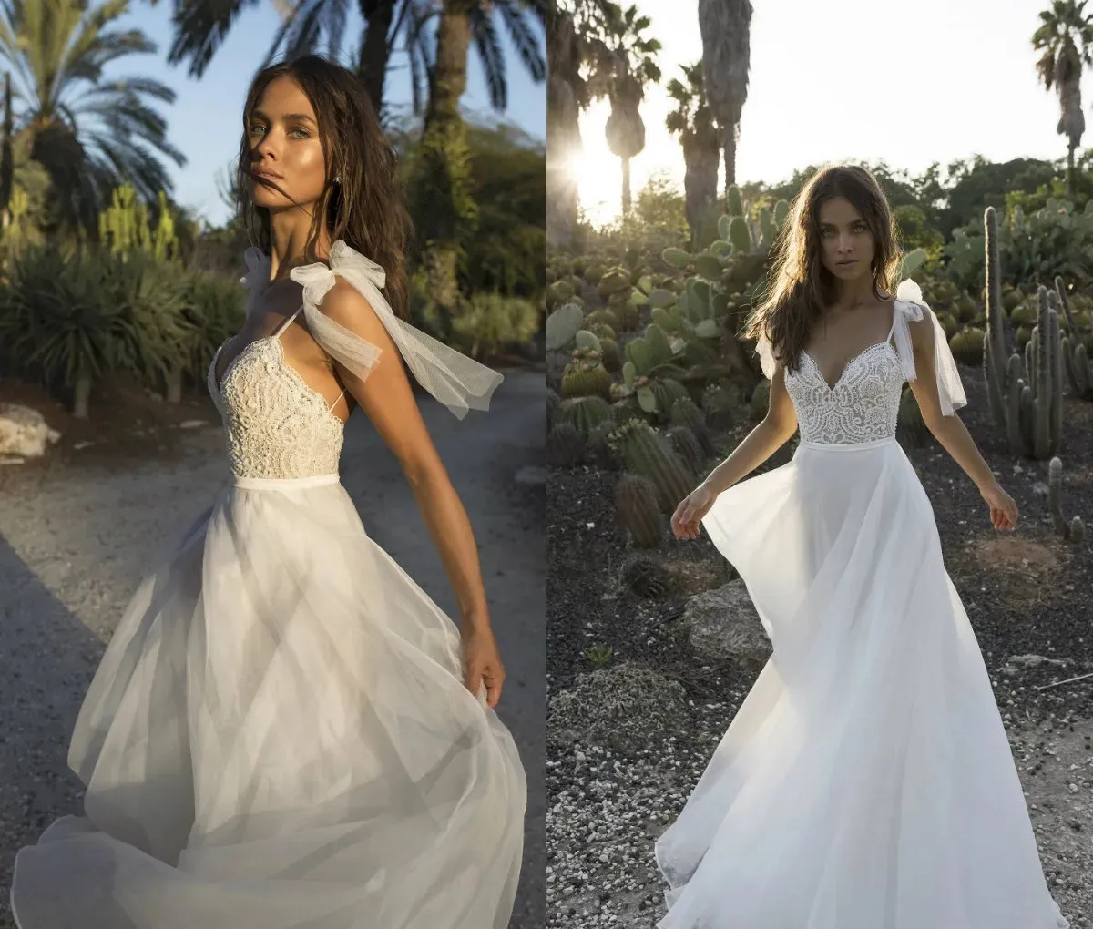 Asaf Dadush Boho Wedding Dress Backless Spaghetti Lace Aptique Beaded Pearls Beach Bridal Dress Cheap Wedding Gowns Plusサイズ