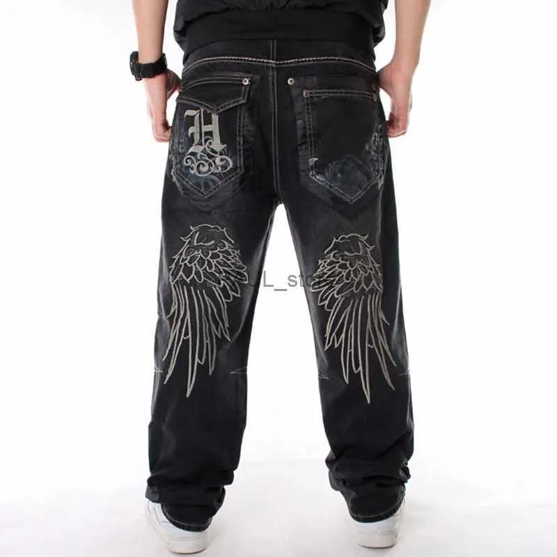 Jeans da uomo Nanaco Uomo Jeans larghi larghi Hiphop Pantaloni da skateboard in denim Street Dance Hip Hop Rap Pantaloni neri maschili Taglia cinese 30-46L231122