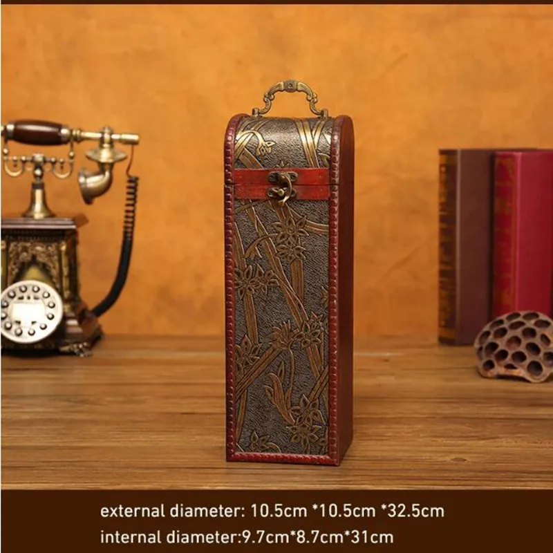 Vintage Archaistic Single/ Double Red Wine Box Portable Wood Wine Box Retro Gift Wine Storage Box Case Bottle Packag With Handle