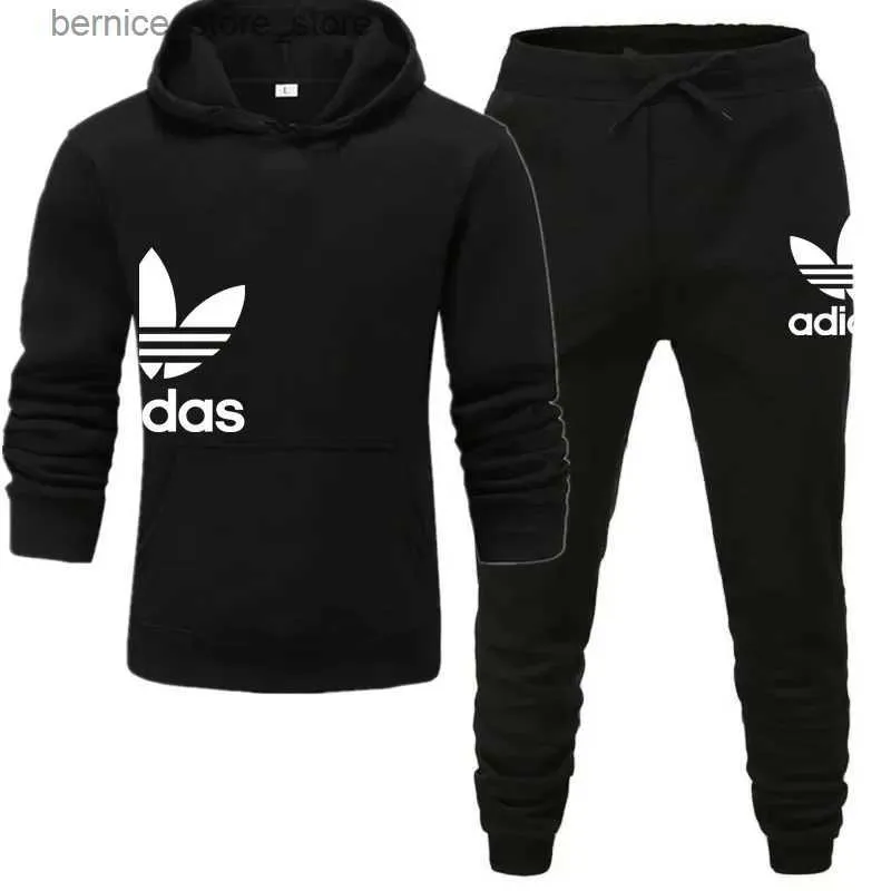 Men's Tracksuits Mens Tracksuit Hooded Sweatshirts and Jogger Pants High Quality Gym Outfits Autumn Winter Casual Sports Hoodie Set Streetwear Q231211