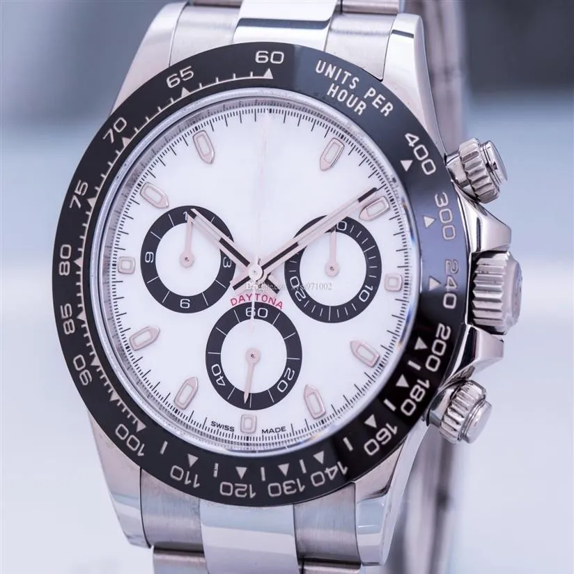 Premium Asian Watch 2813 Sports Automatyczne zegarki mechaniczne 40 mm White Dial 116500 Czarna ceramiczna ramka ze stali nierdzewnej Fold221i