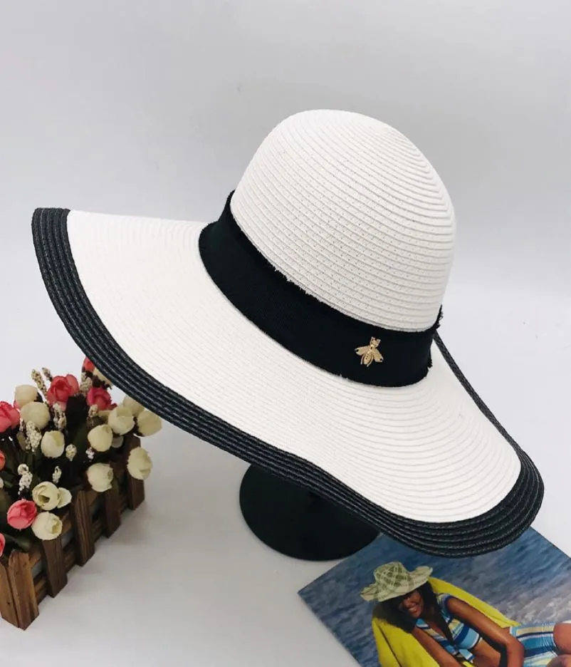 Cappello da spiaggia nero bianco Little Bee Cappelli da strada moda estiva per donna Cappellini regolabili Cappellino da donna 2 colori Alta qualità9733174
