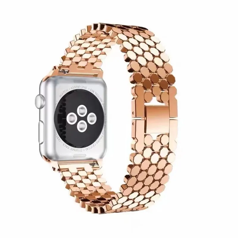 Fish Scale Pattern Metal Watch Strap Stainless Steel Bracelet For Apple Watch 45mm 41mm 38mm 42mm 40mm 44mm 49mm Iwatch Bands Series 8 7 6 5 4 Wristband Watchbands